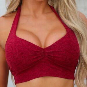 BOMBSHELL SPORTSWEAR SPORTSBRA BACKLESS RED HEATHER SIZE L